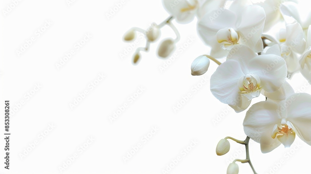 Obraz premium Flowers orchid branch floral isolated on white wallpaper background