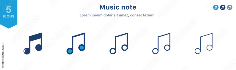 Music note icon symbol ; eight note vector icon in flat style Music note icon symbol ; eight note vector icon in flat style