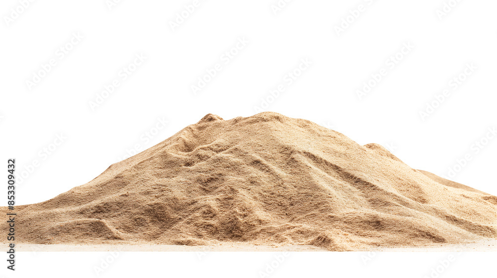 Fototapeta premium Desert sand pile, dune isolated on transparent white background, clipping path