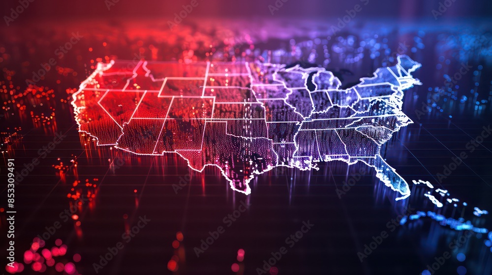 Fototapeta premium A news website using a 3D graph to display the distribution of electoral college votes across the country