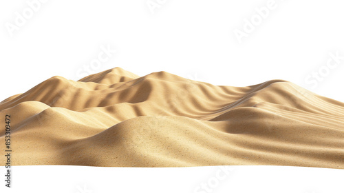 Desert sand pile, dune isolated on transparent white background, clipping path