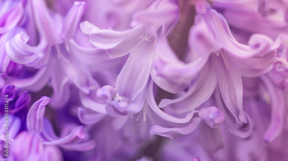 Detailed macro of hyacinth flowers, early morning light, soft purple, fine petal details, fresh spring feel. Detailed macro of hyacinth flowers, early morning light, soft purple, fine petal details, fresh spring feel.