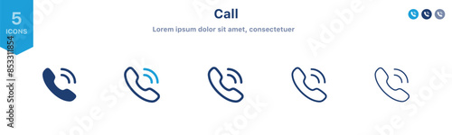 Phone call icon set. Contact us telephone icon symbol ; Ringing phone vector icon, Answer, accept call icons in flat style