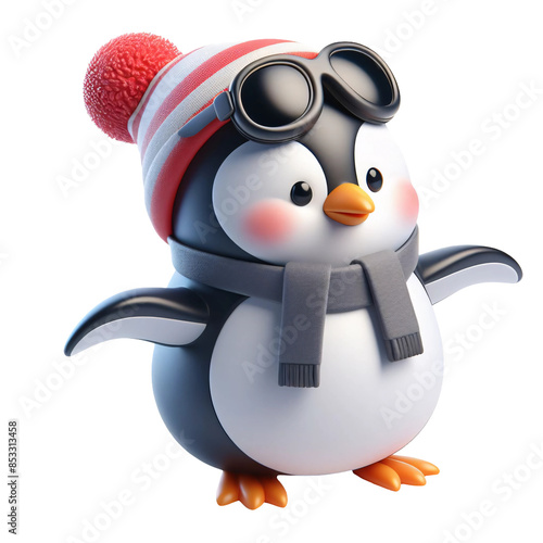 Cute king penguin black & white adorable polar cartoon artwork photo