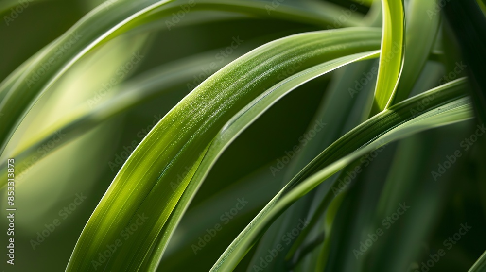 Macro shot of spider plant leaf tip, indirect light, sharp focus, detailed edge, vibrant green. Macro shot of spider plant leaf tip, indirect light, sharp focus, detailed edge, vibrant green.