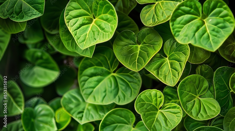 Intimate view of creeping fig, soft morning light, macro lens, small rounded leaves, detailed veins, lush green. Intimate view of creeping fig, soft morning light, macro lens, small rounded leaves, detailed veins, lush green.