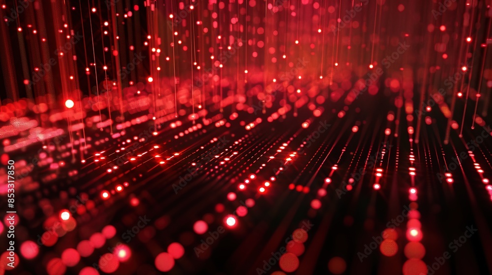Fototapeta premium Red pixelated background illustrating a digital data point pattern, representative of digital technology. Generative AI.
