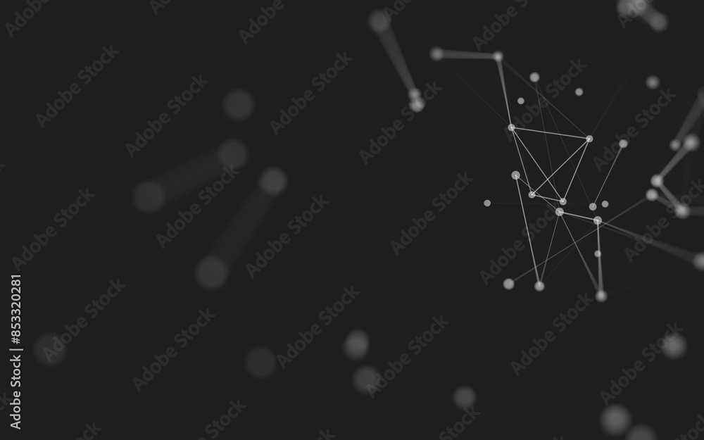 Fototapeta premium Abstract background. Molecules technology with polygonal shapes, connecting dots and lines. Connection structure. Big data visualization.