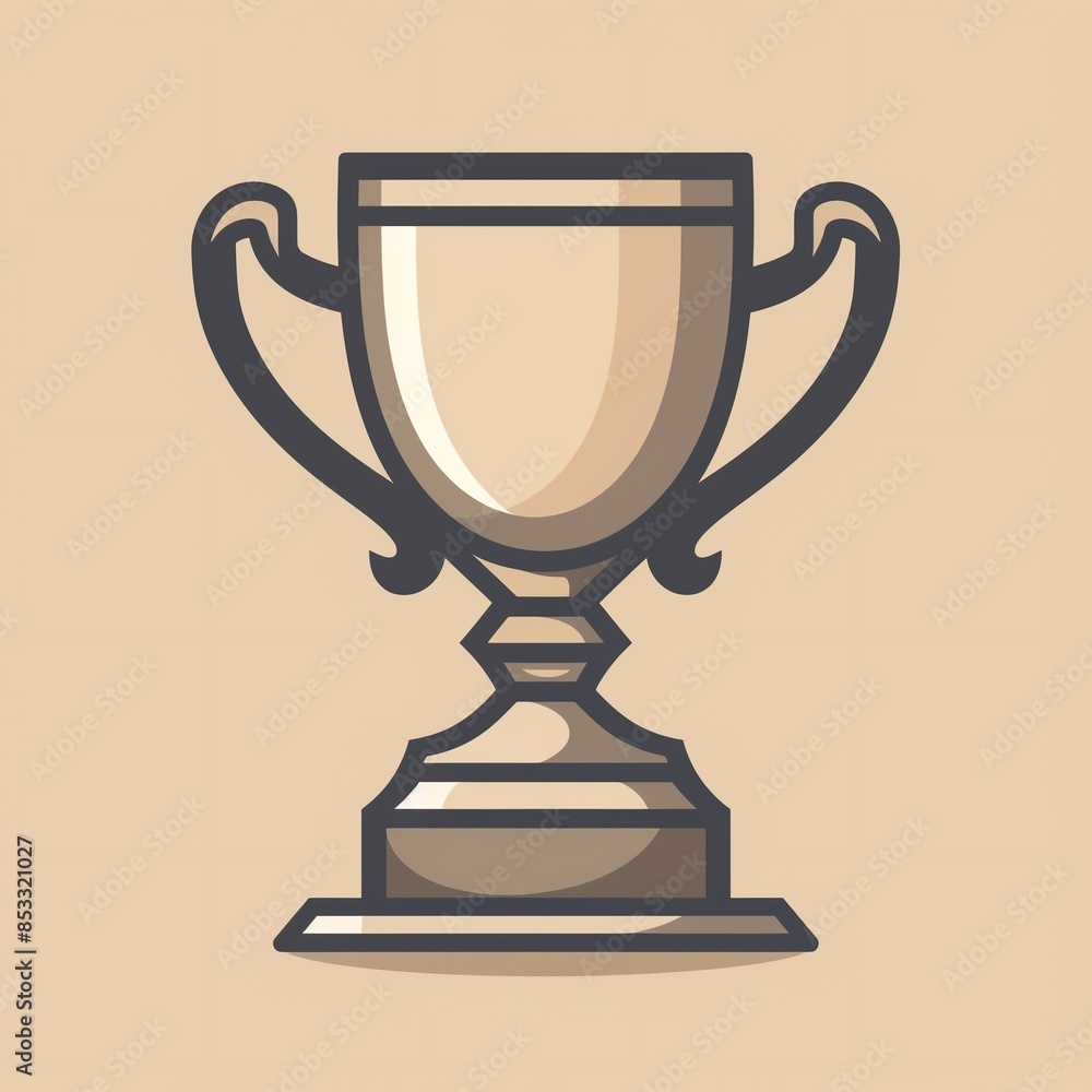 Sleek trophy icon, simple lines, neutral tones, elegant design, ideal for achievement interfaces Sleek trophy icon, simple lines, neutral tones, elegant design, ideal for achievement interfaces
