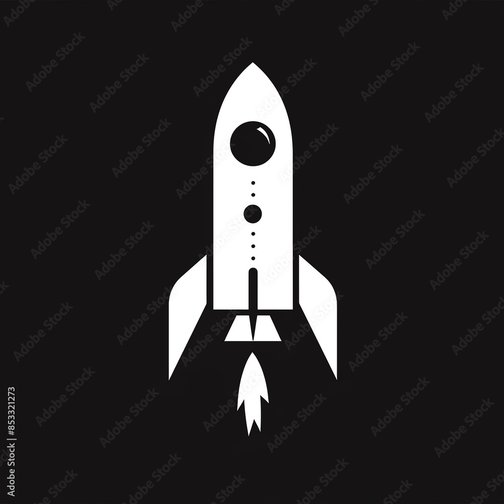Minimalist rocket icon, sharp lines, flat design, high contrast, perfect for startup and innovation interfaces Minimalist rocket icon, sharp lines, flat design, high contrast, perfect for startup and innovation interfaces