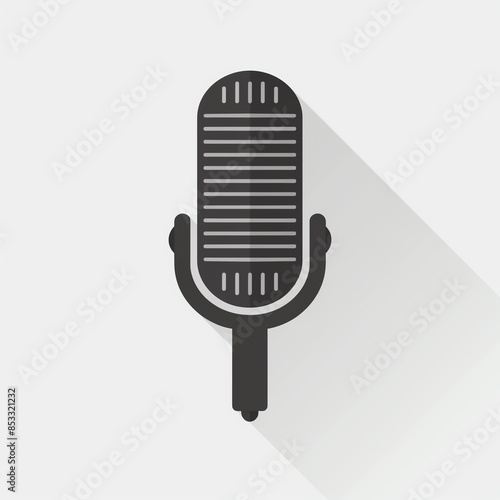 Minimalist microphone icon, flat design, simple lines, monochrome palette, perfect for audio interfaces