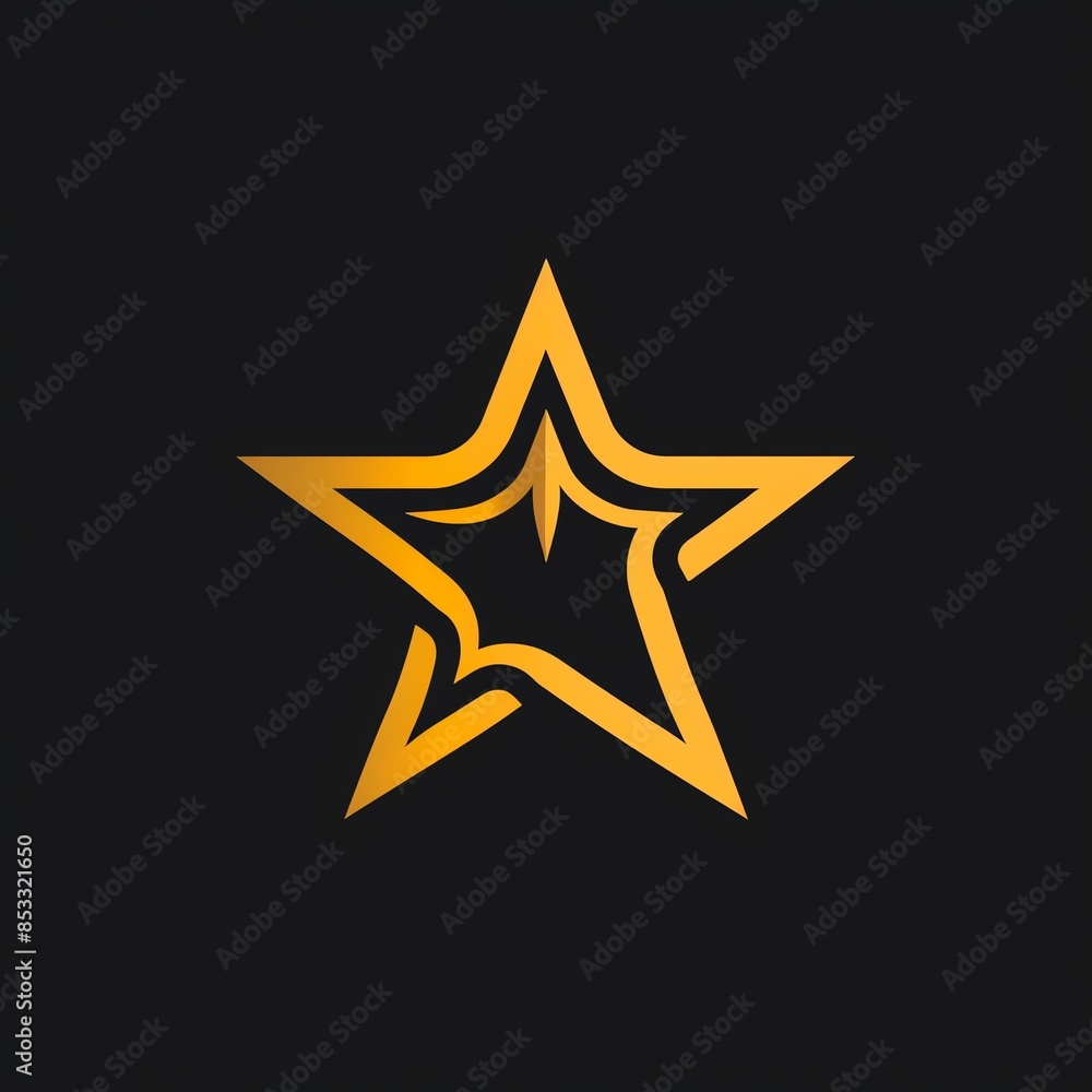 Obraz premium Sleek star icon, simple lines, high contrast, clean and elegant design, suitable for ratings