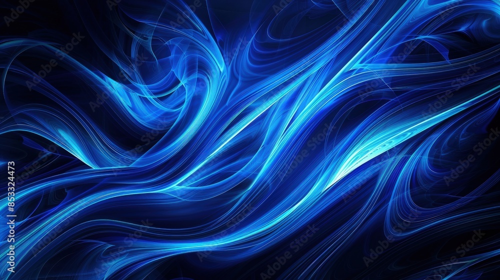 Abstract Blue Digital Waves% Glowing blue lines form a wavy, textured, digital pattern on a dark background Abstract Blue Digital Waves% Glowing blue lines form a wavy, textured, digital pattern on a dark background