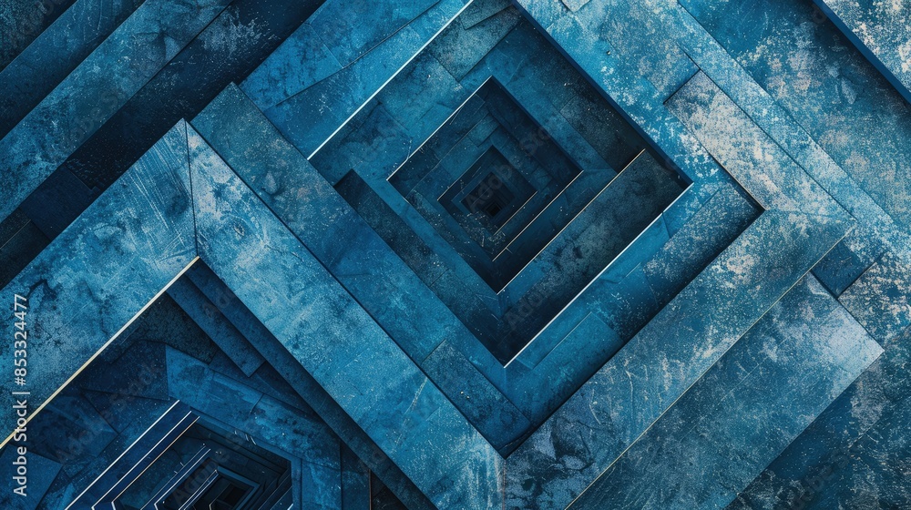 Abstract layered blue geometric shapes with a textured background Abstract layered blue geometric shapes with a textured background
