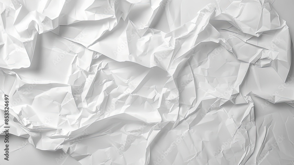 Obraz premium Crumpled paper texture with soft shadows and white background