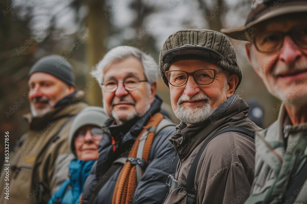 Group of senior friends walking in the park together. Selective focus. Group of senior friends walking in the park together. Selective focus.