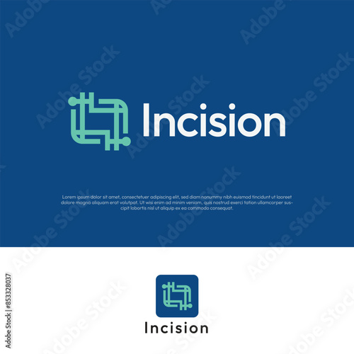 Circuit  VECTOR LOGO ICON Farming technology logo and business card design, business card design, line art, plant, leaf, Premium