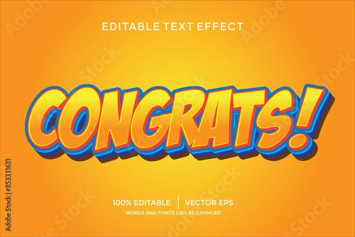 editable congrats text effect with modern style