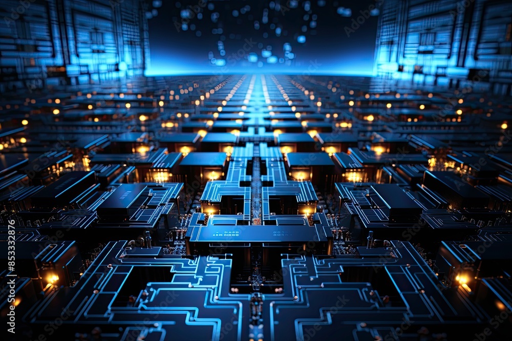 Obraz premium Digital Transformation, System Engineering and Programming Abstract Background AI Generated Illustration