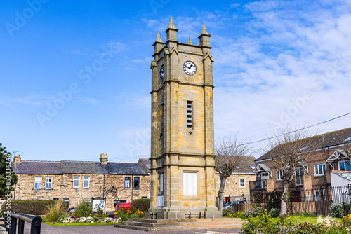 Clock tower in a square in Amble.