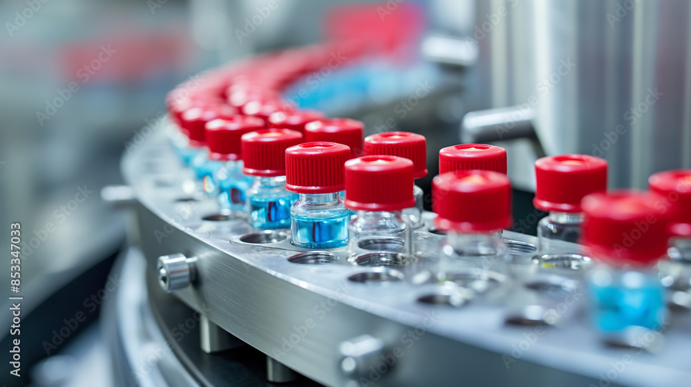 medical vials on production line in a pharmaceutical company manufacturing facility medical vials on production line in a pharmaceutical company manufacturing facility