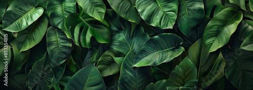 Wallpaper Mural Big leaves over rectangle background. Leaf background Torontodigital.ca