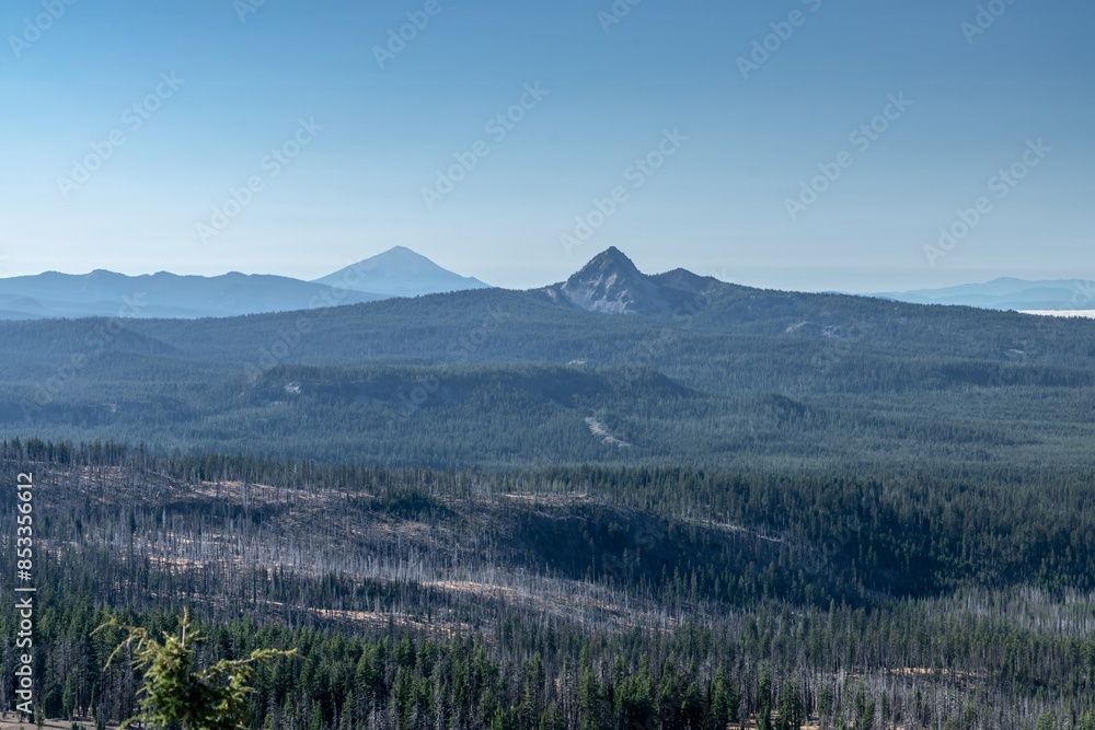 View of mountains and forest from Crater Lake National Park, Oregon, United States of America. View of mountains and forest from Crater Lake National Park, Oregon, United States of America.