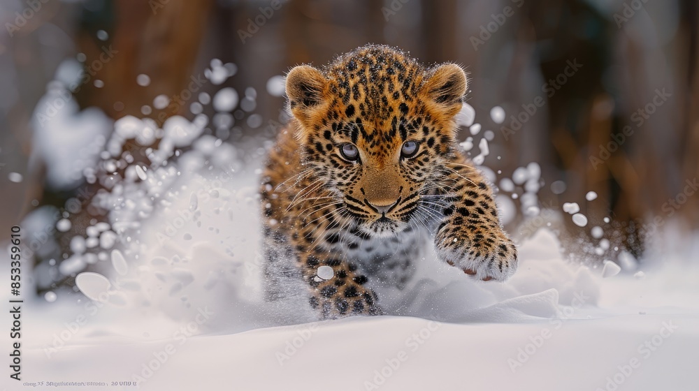 leopard in the snow  