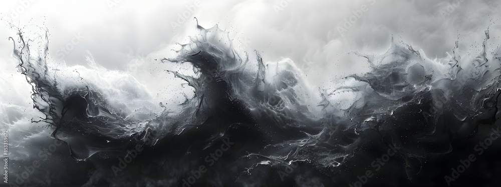 Expressive 3D Rendered Abstract Composition with Dynamic Gestural Brushwork and Bold Contrast Expressive 3D Rendered Abstract Composition with Dynamic Gestural Brushwork and Bold Contrast