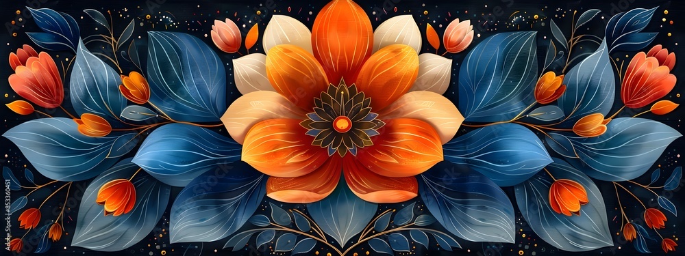 custom made wallpaper toronto digitalVibrant Bohemian Floral Pattern with Ornamental Decorative Design