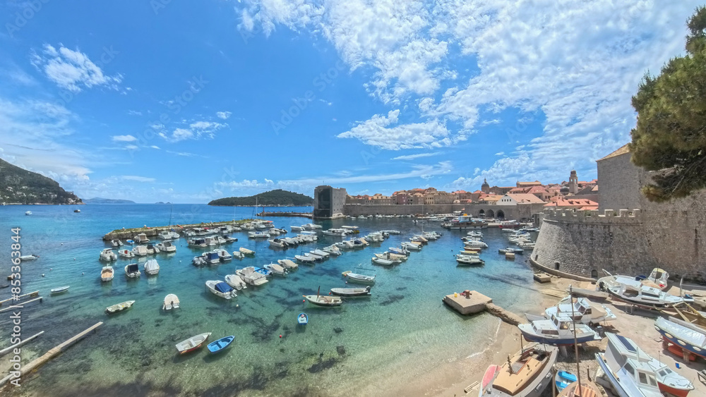 Fototapeta premium City of Dubrovnik Croatia with city walls streets and harbor