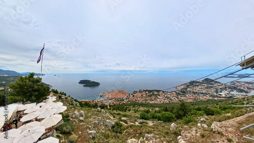 City of Dubrovnik Croatia with city walls streets and harbor
