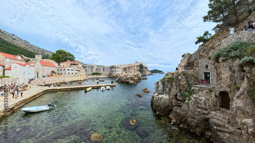 City of Dubrovnik Croatia with city walls streets and harbor