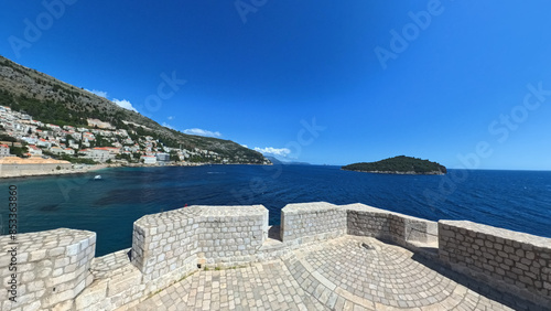 City of Dubrovnik Croatia with city walls streets and harbor
