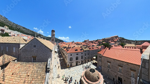 City of Dubrovnik Croatia with city walls streets and harbor