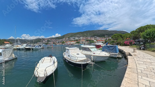 City of Dubrovnik Croatia with city walls streets and harbor