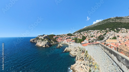 City of Dubrovnik Croatia with city walls streets and harbor