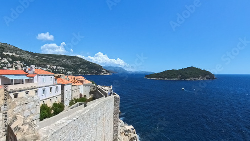 City of Dubrovnik Croatia with city walls streets and harbor