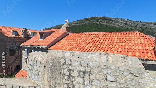 City of Dubrovnik Croatia with city walls streets and harbor