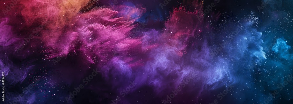 Obraz premium Abstract multicolored powder splatter background. Multicolored powder exploding