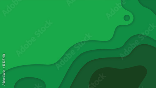 Abstract paper cut green background with waves. Abstract realistic paper decoration for design layout, business presentations, flyers, posters, printsration, cards, brochure cover.