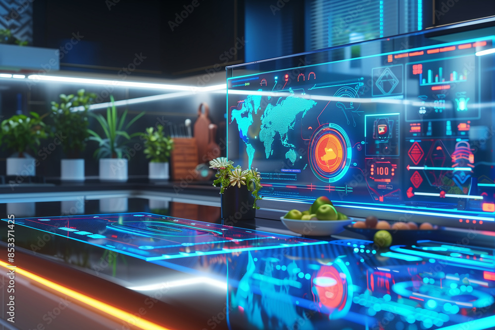 Obraz premium Abstract futuristic digital network system with data diagram for global data management. Planning on environmental protection initiative for clean and sustainable future ecology