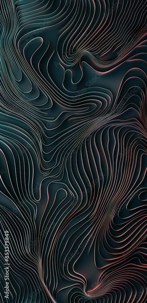 Fototapeta premium Abstract waves of dark blue and red a stylish 3d pattern on black background for fashion and art designs