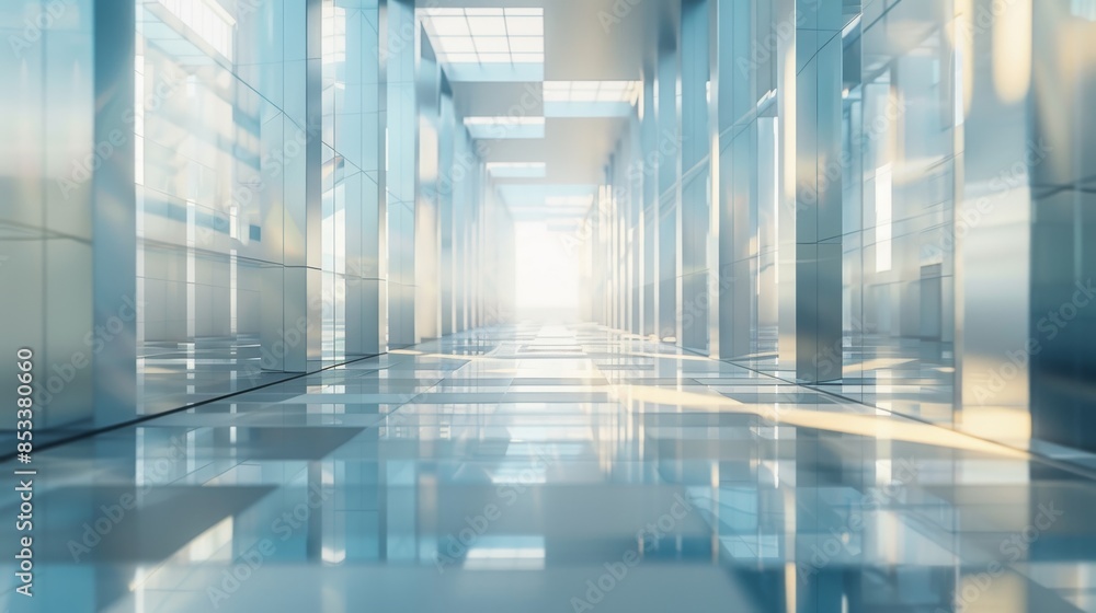 Futuristic Brightly Lit Glass Corridor Futuristic Brightly Lit Glass Corridor