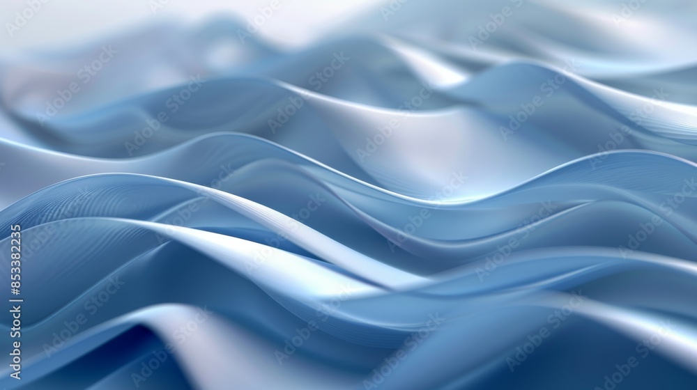 Obraz premium Smooth Flowing Abstract Blue Waveforms