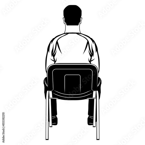 back view of man sitting on chair