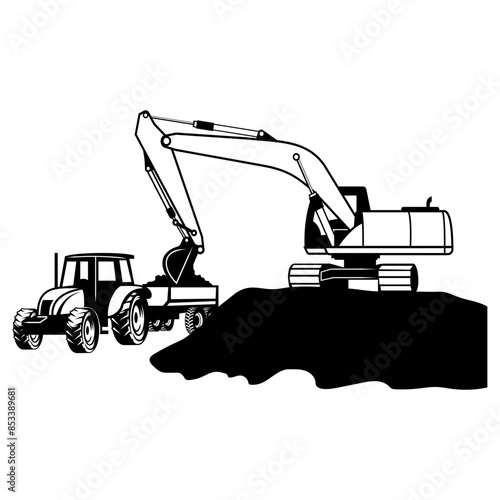 Excavator and Tractor