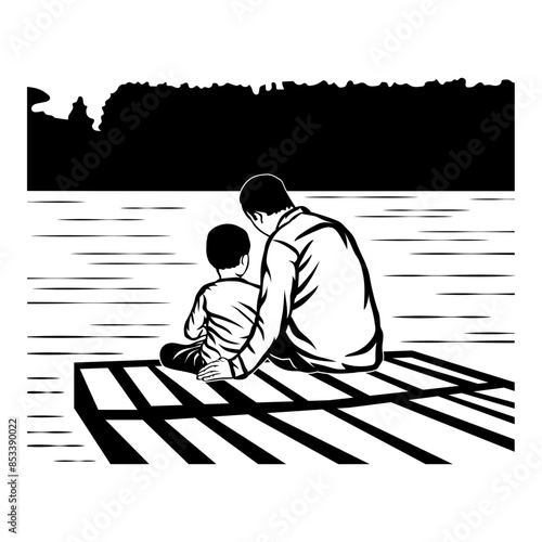 Father and Son At Lake