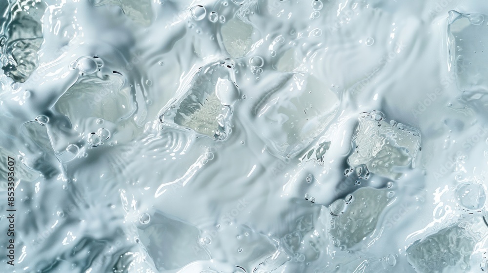 Abstract Close-Up of Ice Cubes in White Liquid