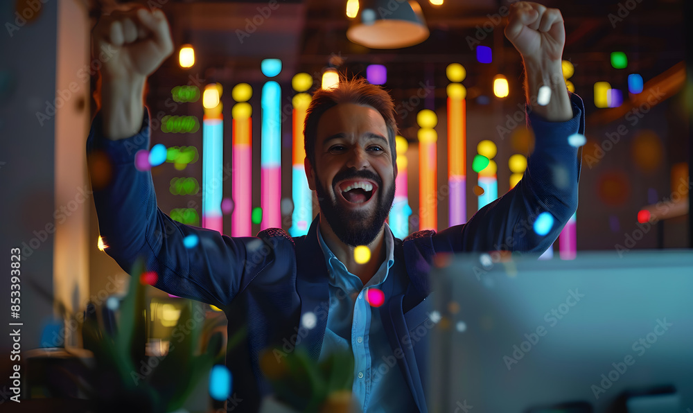 happy and excited businessmen investing happy and excited businessmen investing
